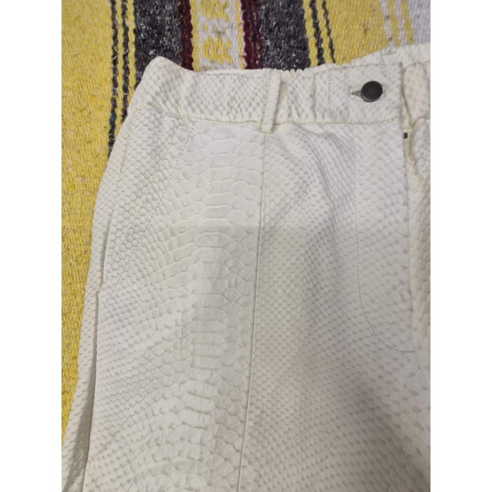 Yigal Azrouël 100% Lamb Leather Croc-Embossed Pants - Winter White - Size 2 - Picture 8 of 16